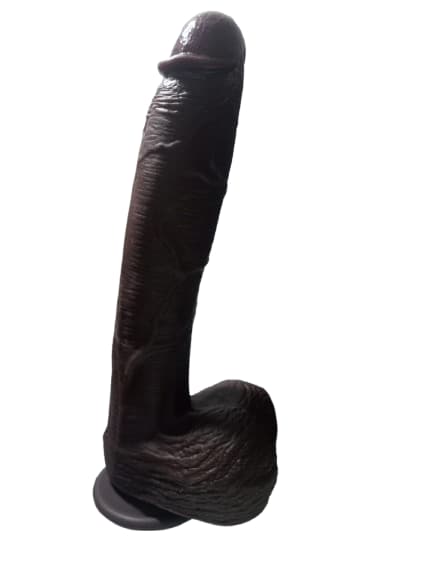Dildo Realista Grande Negro Consolador Silicona Medica 28cm Chupa