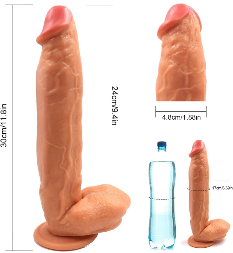 Dildo Realista Grande Consolador Silicona Medica 30cm Chupa dubian - Imagen 3