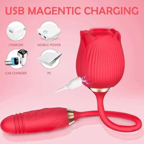 rosa 2 en 1 vibradora usb - Imagen 2