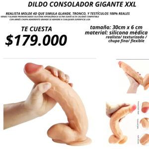Dildo Realista Grande Consolador Silicona Medica 30cm Chupa dubian