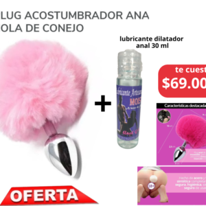 Oferta anal: plug anal metálico cola de conejo, lubricante dilatador anal 30 ML