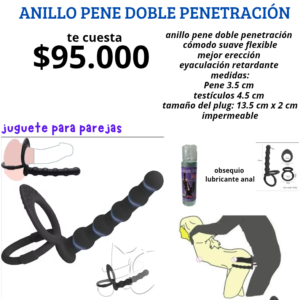 anillo doble penetracion para parejas, lubricante dilatador anal 30 ml