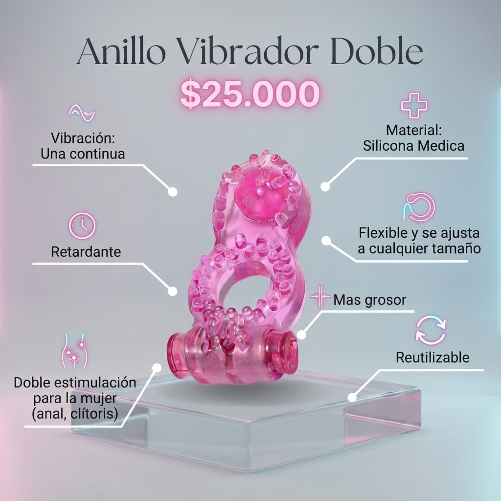 ANILLO RETARDANTE VIBRADOR DOBLE PARA PAREJAS